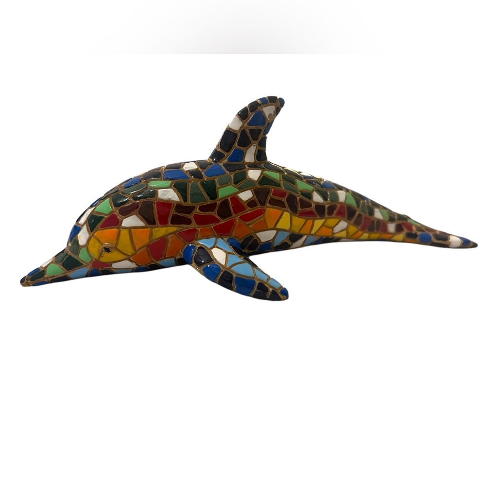 Barcino Designs Dolphin Figurine Art Multicoloured Mosaic Collectible Spain